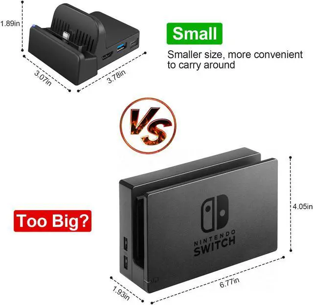 Alt view image 6 of 6 - Werleo Switch TV Dock Portable Charging Stand for Nintendo Switch Compact Switch to HDMI Adapter Mini Switch Docking Station with Extra USB 3.0 Port Replacement Charging Dock for Nintendo Switch