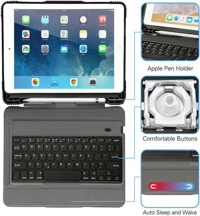 Alt view image 6 of 7 - iPad Pro 10.5 / iPad Air 3rd Gen Keyboard Case with Pencil Holder, Detachable Bluetooth Keyboard with Shockproof Heavy Duty Full-body Protective Case for iPad Pro 10.5 / iPad Air 10.5 3rd Gen 2019