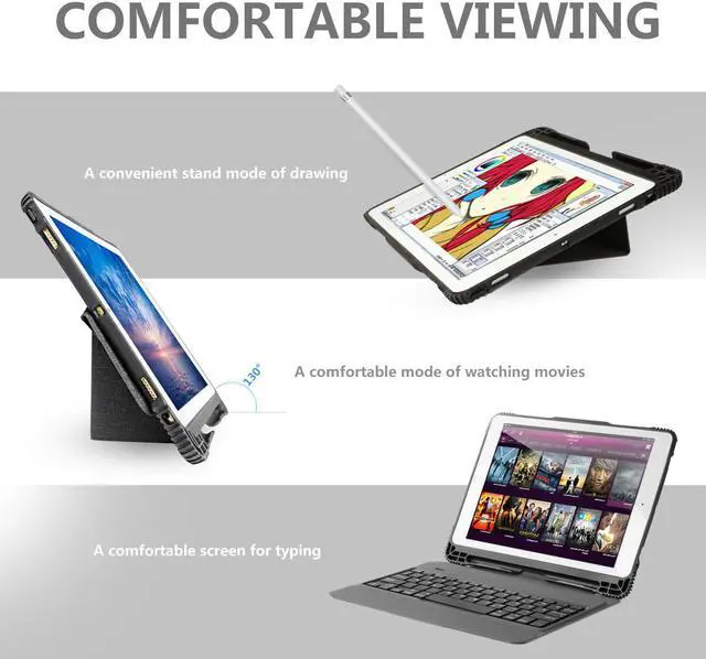 Alt view image 2 of 7 - iPad Pro 10.5 / iPad Air 3rd Gen Keyboard Case with Pencil Holder, Detachable Bluetooth Keyboard with Shockproof Heavy Duty Full-body Protective Case for iPad Pro 10.5 / iPad Air 10.5 3rd Gen 2019
