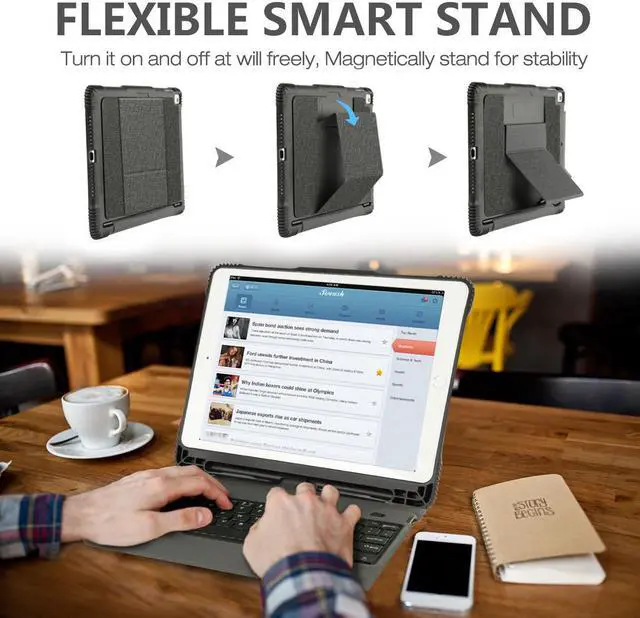 Alt view image 4 of 7 - iPad Pro 10.5 / iPad Air 3rd Gen Keyboard Case with Pencil Holder, Detachable Bluetooth Keyboard with Shockproof Heavy Duty Full-body Protective Case for iPad Pro 10.5 / iPad Air 10.5 3rd Gen 2019