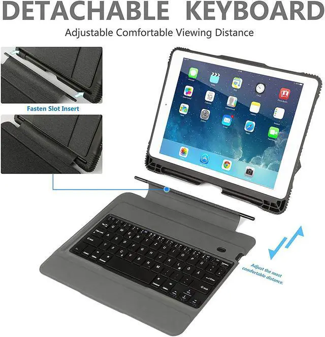 Alt view image 5 of 7 - iPad Pro 10.5 / iPad Air 3rd Gen Keyboard Case with Pencil Holder, Detachable Bluetooth Keyboard with Shockproof Heavy Duty Full-body Protective Case for iPad Pro 10.5 / iPad Air 10.5 3rd Gen 2019