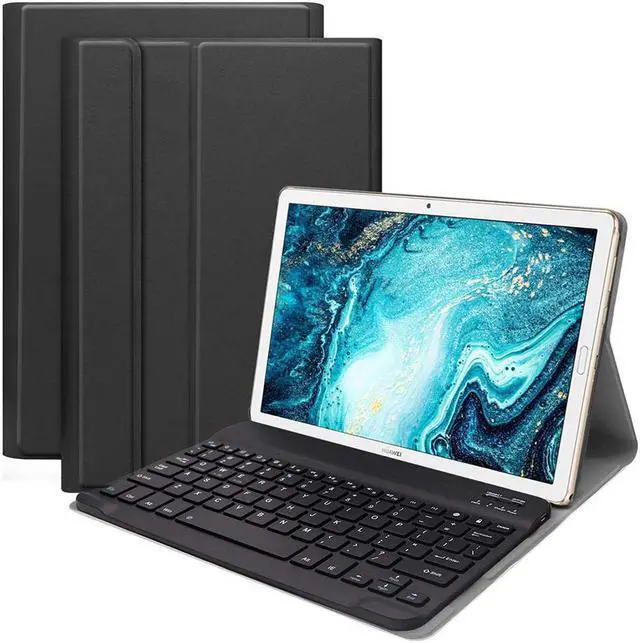 Main image of Bluetooth Keyboard Case for Huawei Mediapad M6 10.8 Inch, Light & Thin PU Leather Multiple Angle Viewing Tablet Cover with Magnetically Wireless Keyboard for Huawei MediaPad M6 10.8 Inch 2019