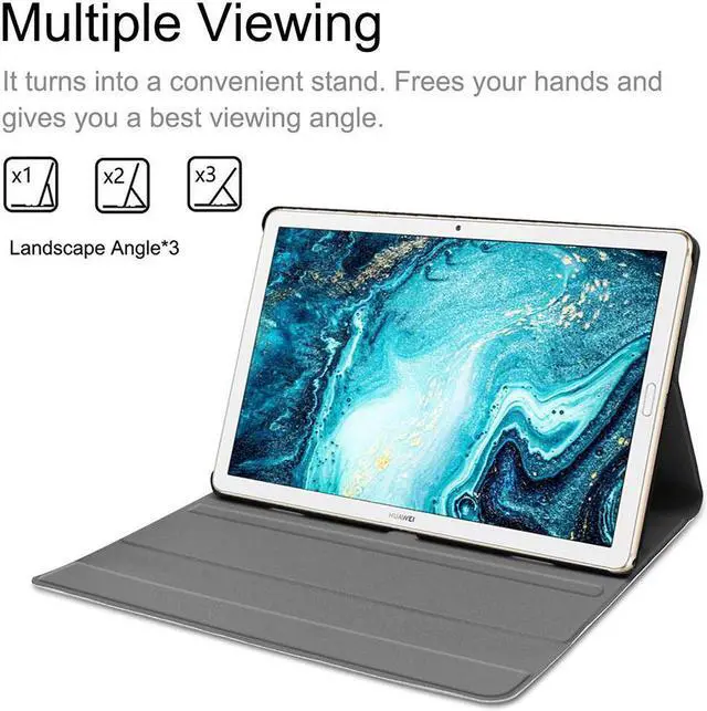 Alt view image 2 of 7 - Bluetooth Keyboard Case for Huawei Mediapad M6 10.8 Inch, Light & Thin PU Leather Multiple Angle Viewing Tablet Cover with Magnetically Wireless Keyboard for Huawei MediaPad M6 10.8 Inch 2019