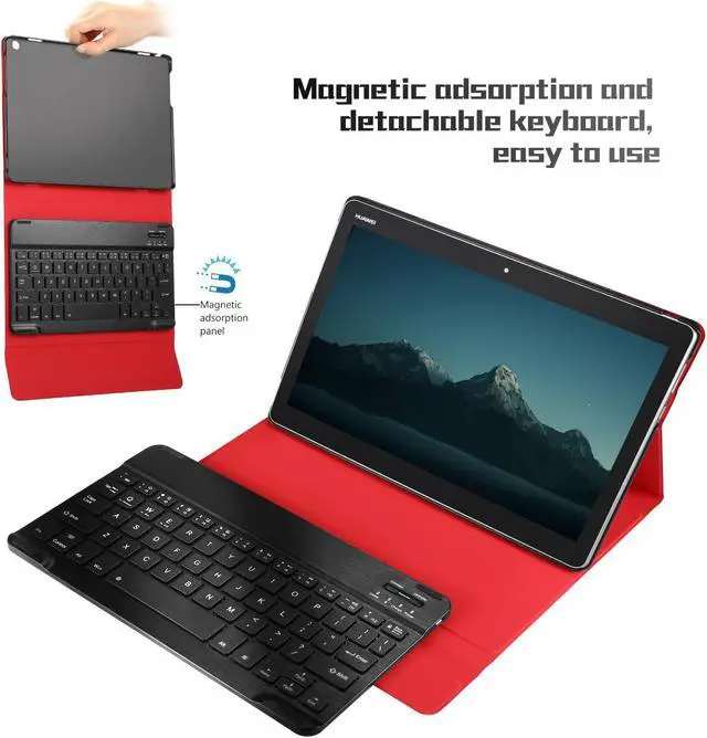 Alt view image 3 of 6 - Wireless Keyboard Case for Huawei MediaPad M5 Lite 10 2019 Front Prop Stand Case Cover with Detachable Keyboard for Huawei MediaPad M5 Lite 10 2019 Tablet