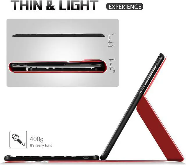 Alt view image 4 of 6 - Wireless Keyboard Case for Huawei MediaPad M5 Lite 10 2019 Front Prop Stand Case Cover with Detachable Keyboard for Huawei MediaPad M5 Lite 10 2019 Tablet