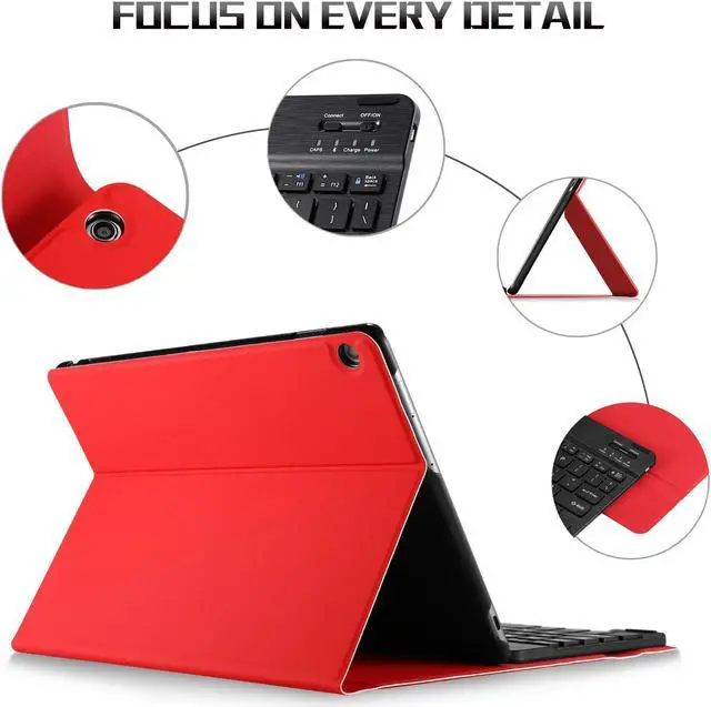 Alt view image 5 of 6 - Wireless Keyboard Case for Huawei MediaPad M5 Lite 10 2019 Front Prop Stand Case Cover with Detachable Keyboard for Huawei MediaPad M5 Lite 10 2019 Tablet