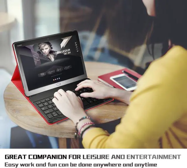 Alt view image 6 of 6 - Wireless Keyboard Case for Huawei MediaPad M5 Lite 10 2019 Front Prop Stand Case Cover with Detachable Keyboard for Huawei MediaPad M5 Lite 10 2019 Tablet