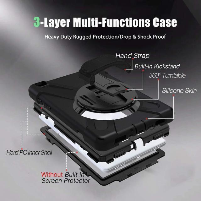 Alt view image 6 of 7 - Galaxy Tab A 8.0 2019 Case Model SM-T290 SM-T295 Heavy Duty Shockproof Protective Case Cover with 360 Rotating Kickstand Hand Strap Shoulder Strap for Samsung Galaxy Tab A 8.0 2019 Without S Pen