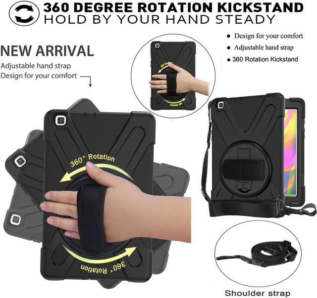 Alt view image 3 of 7 - Galaxy Tab A 8.0 2019 Case Model SM-T290 SM-T295 Heavy Duty Shockproof Protective Case Cover with 360 Rotating Kickstand Hand Strap Shoulder Strap for Samsung Galaxy Tab A 8.0 2019 Without S Pen