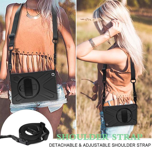 Alt view image 7 of 7 - Galaxy Tab A 8.0 2019 Case Model SM-T290 SM-T295 Heavy Duty Shockproof Protective Case Cover with 360 Rotating Kickstand Hand Strap Shoulder Strap for Samsung Galaxy Tab A 8.0 2019 Without S Pen