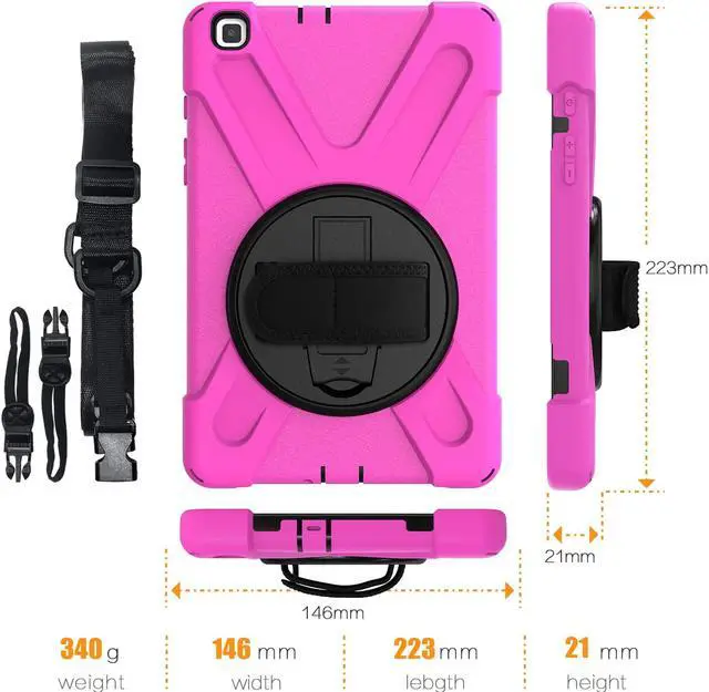 Alt view image 6 of 7 - Galaxy Tab A 8.0 2019 Case Model SM-T290 SM-T295 Heavy Duty Shockproof Protective Case Cover with 360 Rotating Kickstand Hand Strap Shoulder Strap for Samsung Galaxy Tab A 8.0 2019 Without S Pen