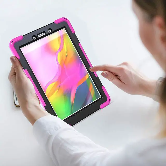 Alt view image 7 of 7 - Galaxy Tab A 8.0 2019 Case Model SM-T290 SM-T295 Heavy Duty Shockproof Protective Case Cover with 360 Rotating Kickstand Hand Strap Shoulder Strap for Samsung Galaxy Tab A 8.0 2019 Without S Pen