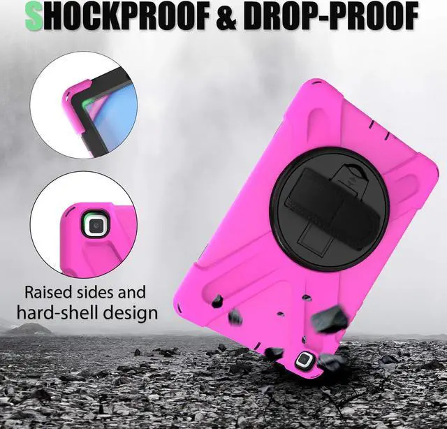 Alt view image 4 of 7 - Galaxy Tab A 8.0 2019 Case Model SM-T290 SM-T295 Heavy Duty Shockproof Protective Case Cover with 360 Rotating Kickstand Hand Strap Shoulder Strap for Samsung Galaxy Tab A 8.0 2019 Without S Pen