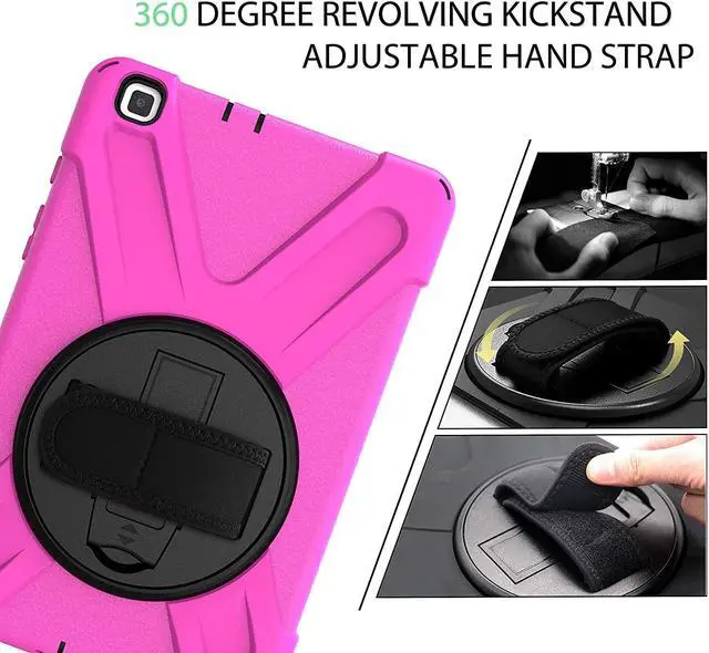 Alt view image 5 of 7 - Galaxy Tab A 8.0 2019 Case Model SM-T290 SM-T295 Heavy Duty Shockproof Protective Case Cover with 360 Rotating Kickstand Hand Strap Shoulder Strap for Samsung Galaxy Tab A 8.0 2019 Without S Pen