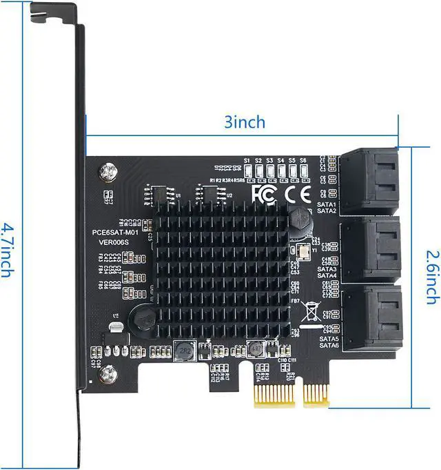 Alt view image 6 of 7 - WERLEO PCIe SATA Card 6 Port with 6 SATA Cables and a SATA Power Splitter Cable, 6 Gb/s PCIe SATA Controller Expression Card with Low Profile Bracket, Boot as System Disk Support 6 SATA 3.0 Devices
