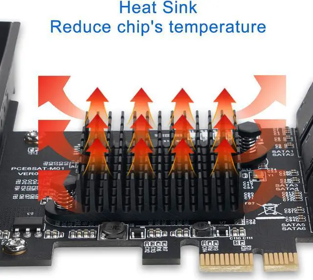 Alt view image 5 of 7 - WERLEO PCIe SATA Card 6 Port with 6 SATA Cables and a SATA Power Splitter Cable, 6 Gb/s PCIe SATA Controller Expression Card with Low Profile Bracket, Boot as System Disk Support 6 SATA 3.0 Devices