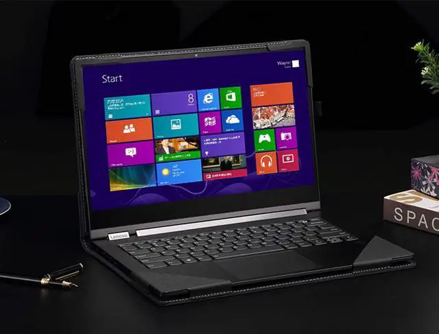 Alt view image 7 of 7 - For Lenovo Lenovo Yoga 520 14 Inch Case PU Leather Folio Protective Laptop Cover For Lenovo Flex 5 Yoga 520 14" Tablet