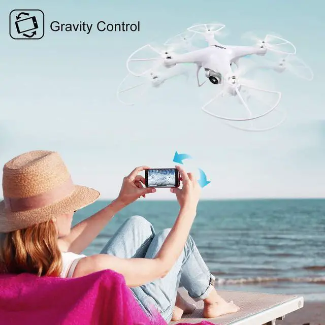 Alt view image 4 of 7 - Flight Time Drone JJRC H68 RC Drone with 720P HD Camera Live Video FPV 6-Axis Gyroscope Quadcopter with Headless Mode Altitude Hold Helicopter with Battery White