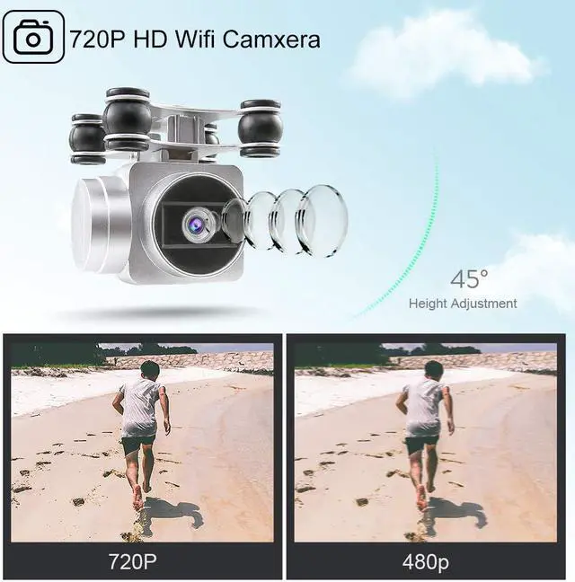 Alt view image 2 of 7 - Flight Time Drone JJRC H68 RC Drone with 720P HD Camera Live Video FPV 6-Axis Gyroscope Quadcopter with Headless Mode Altitude Hold Helicopter with Battery White