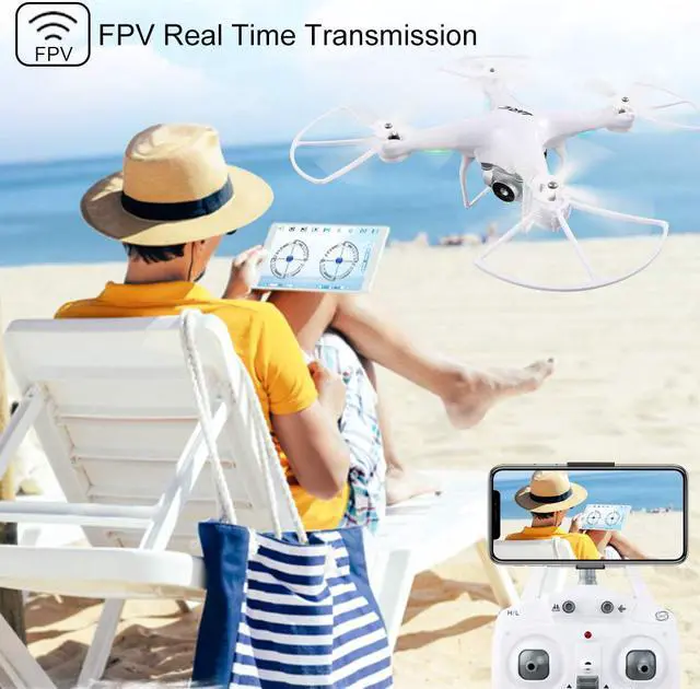 Alt view image 6 of 7 - Flight Time Drone JJRC H68 RC Drone with 720P HD Camera Live Video FPV 6-Axis Gyroscope Quadcopter with Headless Mode Altitude Hold Helicopter with Battery White