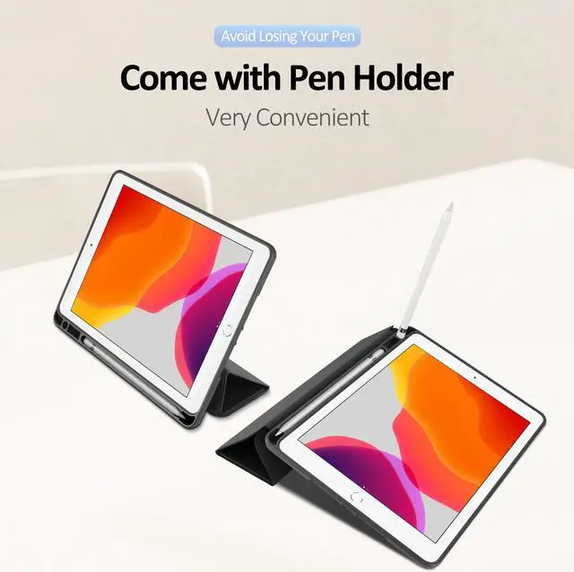 Alt view image 4 of 7 - iPad 10.2 2019 Case Slim Smart Case Cover for iPad 7th Generation 10.2 inch 2019 with Built-in Apple Pencil Holder Auto Sleep Wake Lightweight Smart Stand Soft TPU Protective Back Cover