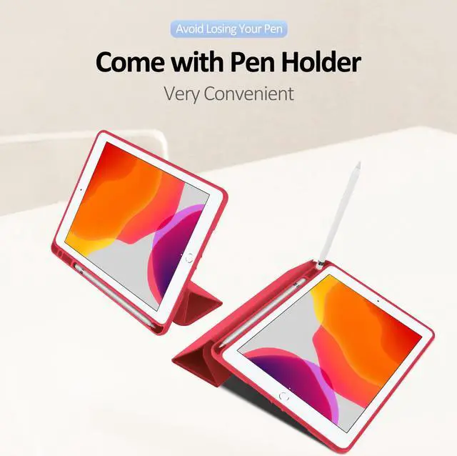 Alt view image 3 of 7 - iPad 10.2 2019 Case Slim Smart Case Cover for iPad 7th Generation 10.2 inch 2019 with Built-in Apple Pencil Holder Auto Sleep Wake Lightweight Smart Stand Soft TPU Protective Back Cover