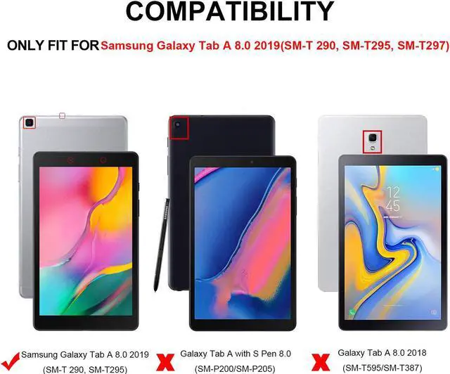 Alt view image 2 of 7 - Wireless Keyboard Case for Samsung Galaxy Tab A 8.0 2019 SM-T290 SM-T295 Cover with Keyboard Wireless Smart Stand Cover for Samsung Galaxy Tab A 8.0 2019 Without S Pen