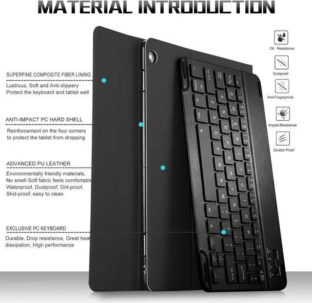 Alt view image 4 of 7 - Wireless Keyboard Case for Huawei MediaPad M6 8.4 Case with Keyboard Wireless Front Prop Stand Cover Compatible with Huawei MediaPad M6 8.4 Tablet