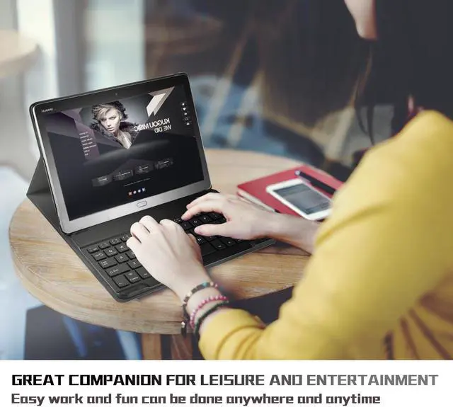 Alt view image 7 of 7 - Wireless Keyboard Case for Huawei MediaPad M6 8.4 Case with Keyboard Wireless Front Prop Stand Cover Compatible with Huawei MediaPad M6 8.4 Tablet
