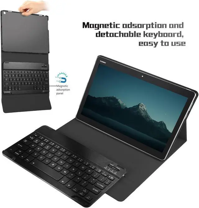 Alt view image 6 of 7 - Wireless Keyboard Case for Huawei MediaPad M6 8.4 Case with Keyboard Wireless Front Prop Stand Cover Compatible with Huawei MediaPad M6 8.4 Tablet