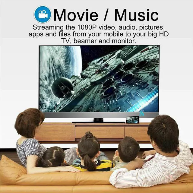 Alt view image 6 of 7 - Wireless Display Dongle Support Wireless Wired 2in1 Display Receiver for TV Projector 1080P HDMI Miracast Dongle Streaming Media Player Compatible for Android iOS Smartphone Tablet iPhone iPad Laptop