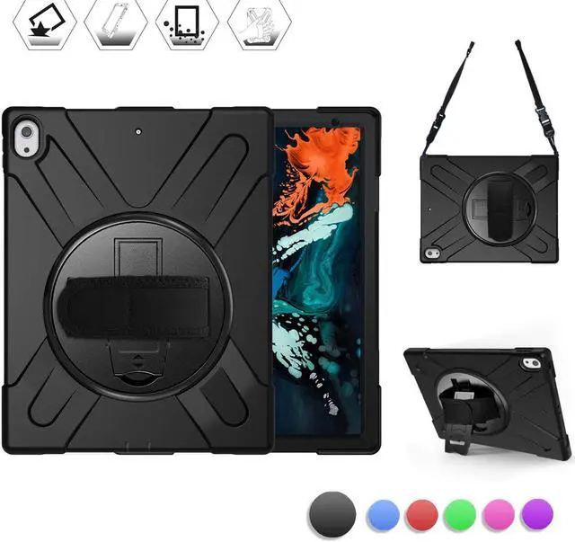 Main image of iPad Pro 12.9 Case 3rd Gen 2018 Heavy Duty Shockproof Protective Case Cover with 360 Degree Rotating Kickstand / Adjustable Hand Strap and Carrying Shoulder Strap for iPad Pro 12.9 3rd Generation