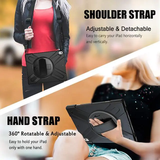 Alt view image 6 of 7 - iPad Pro 12.9 Case 3rd Gen 2018 Heavy Duty Shockproof Protective Case Cover with 360 Degree Rotating Kickstand / Adjustable Hand Strap and Carrying Shoulder Strap for iPad Pro 12.9 3rd Generation