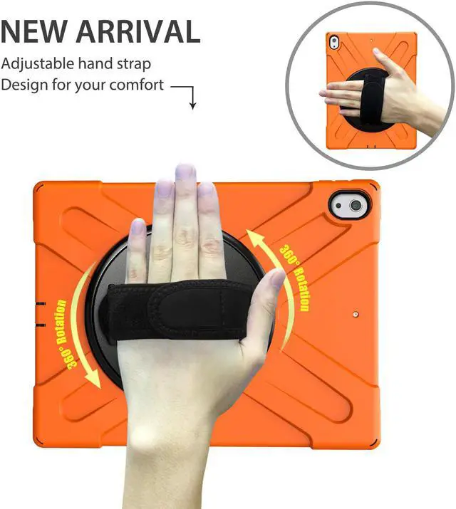 Alt view image 2 of 7 - iPad Pro 12.9 Case 3rd Gen 2018 Heavy Duty Shockproof Protective Case Cover with 360 Degree Rotating Kickstand / Adjustable Hand Strap and Carrying Shoulder Strap for iPad Pro 12.9 3rd Generation