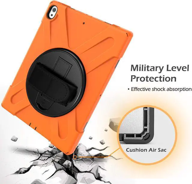 Alt view image 5 of 7 - iPad Pro 12.9 Case 3rd Gen 2018 Heavy Duty Shockproof Protective Case Cover with 360 Degree Rotating Kickstand / Adjustable Hand Strap and Carrying Shoulder Strap for iPad Pro 12.9 3rd Generation
