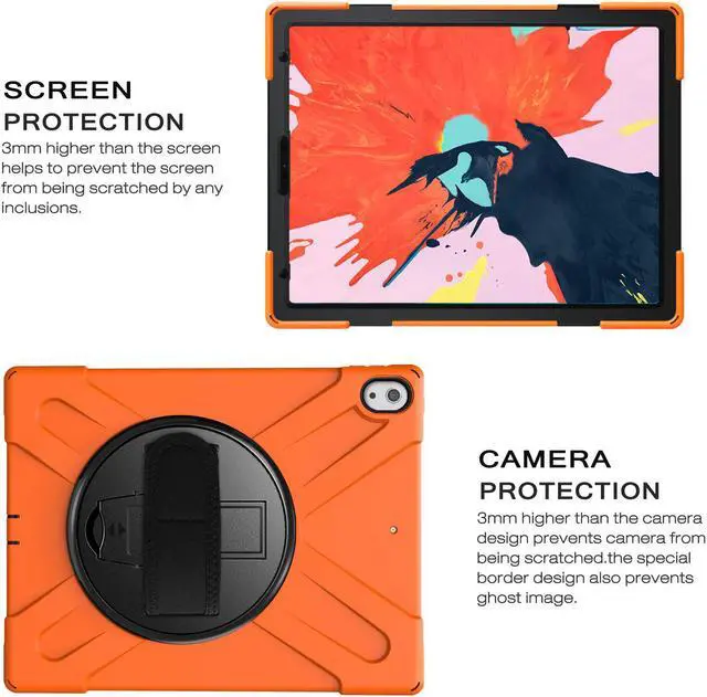 Alt view image 6 of 7 - iPad Pro 12.9 Case 3rd Gen 2018 Heavy Duty Shockproof Protective Case Cover with 360 Degree Rotating Kickstand / Adjustable Hand Strap and Carrying Shoulder Strap for iPad Pro 12.9 3rd Generation