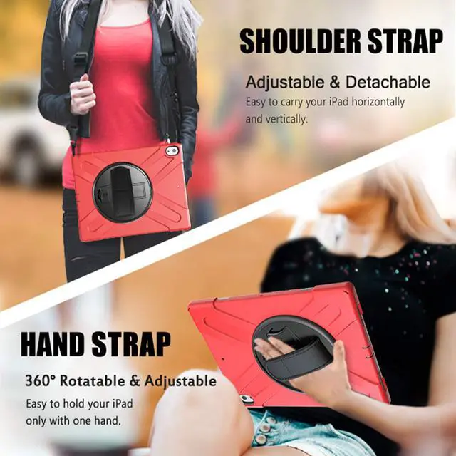 Alt view image 6 of 7 - iPad Pro 12.9 Case 3rd Gen 2018 Heavy Duty Shockproof Protective Case Cover with 360 Degree Rotating Kickstand / Adjustable Hand Strap and Carrying Shoulder Strap for iPad Pro 12.9 3rd Generation