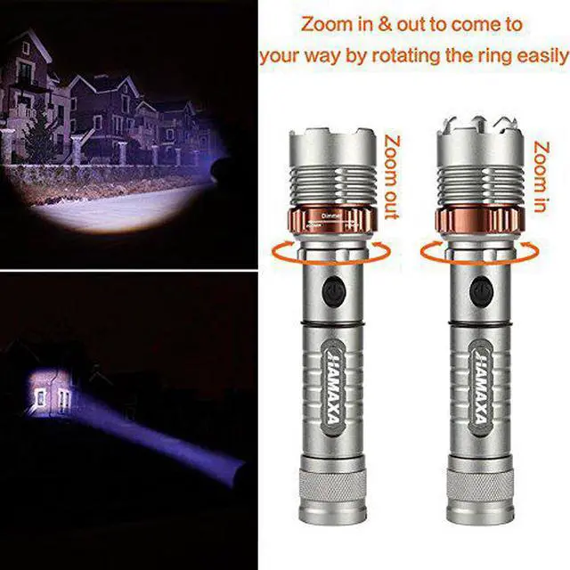 Alt view image 3 of 6 - WERLEO Super Bright LED Flashlight 1000 Lumens Cree XML T6 Water Resistant Focus Zoom Flashlight Torch Rechargeable Handheld LED Light Lamp with 18650 Battery and Charger for Hiking Camping Emergency