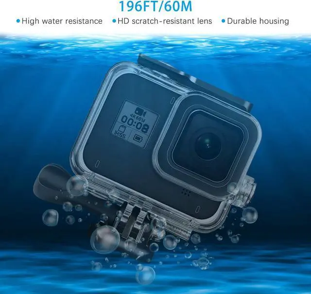 Alt view image 2 of 7 - Werleo 60M Waterproof Case for GoPro Hero 8 Black Underwater Waterproof Protective Housing Case for GoPro Action Camera with Quick Release Mount and Thumbscrew