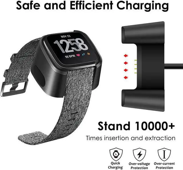Alt view image 4 of 7 - Werleo Compatible with Fitbit watch Versa Charger 2-Pack Replacement USB Charging Cable Dock Stand for Versa / Versa Lite / Versa SE