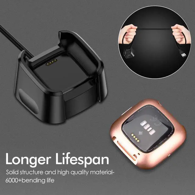 Alt view image 6 of 7 - Werleo Compatible with Fitbit Versa 2 Charger 2-Pack Replacement USB Charging Cable Dock for Versa 2 Smart Watch 3FT