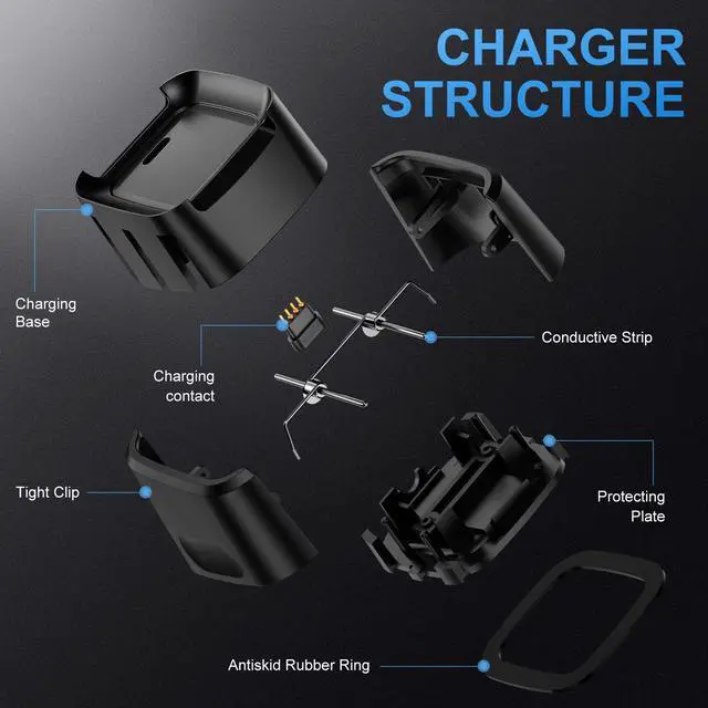 Alt view image 5 of 7 - Werleo Compatible with Fitbit Versa 2 Charger 2-Pack Replacement USB Charging Cable Dock for Versa 2 Smart Watch 3FT