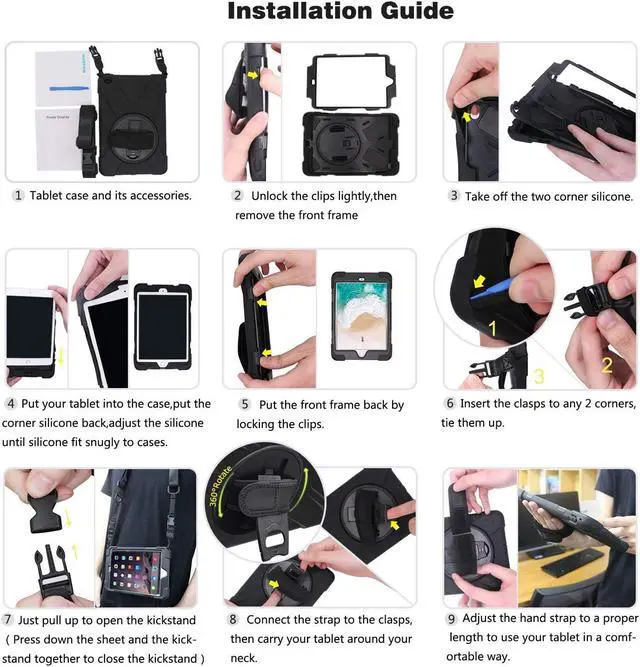 Alt view image 7 of 7 - New iPad 10.2 Case 2019 iPad 7th Generation Case Cover with Pencil Holder / Rotatable Stand / Hand Strap and Shoulder Belt Shockproof Case for iPad 10.2 inch 2019 Tablet A2197 A2198 A2200