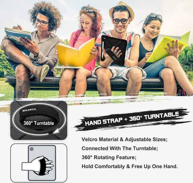 Alt view image 3 of 7 - New iPad 10.2 Case 2019 iPad 7th Generation Case Cover with Pencil Holder / Rotatable Stand / Hand Strap and Shoulder Belt Shockproof Case for iPad 10.2 inch 2019 Tablet A2197 A2198 A2200