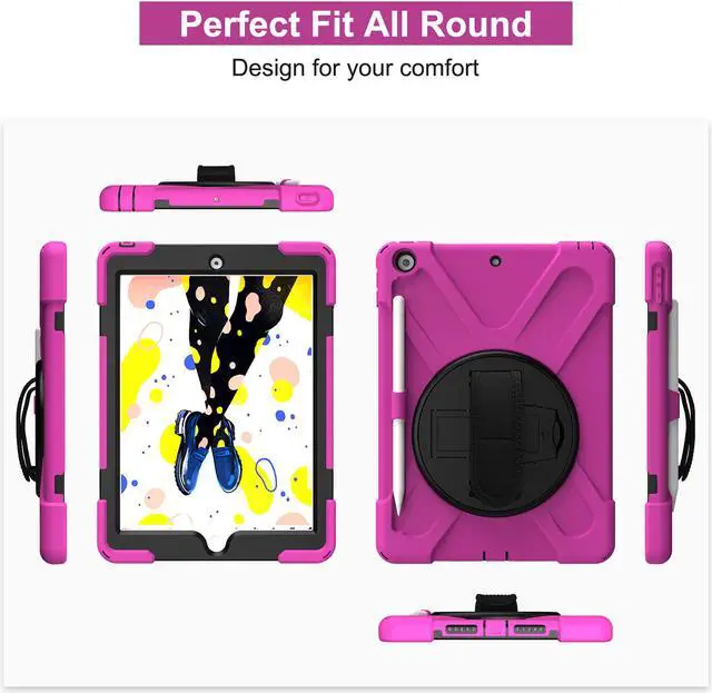 Alt view image 7 of 7 - New iPad 10.2 Case 2019 iPad 7th Generation Case Cover with Pencil Holder / Rotatable Stand / Hand Strap and Shoulder Belt Shockproof Case for iPad 10.2 inch 2019 Tablet A2197 A2198 A2200