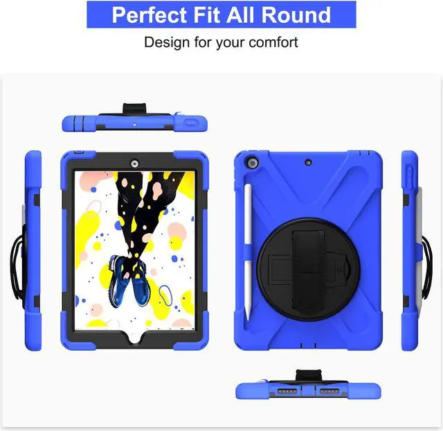 Alt view image 7 of 7 - New iPad 10.2 Case 2019 iPad 7th Generation Case Cover with Pencil Holder / Rotatable Stand / Hand Strap and Shoulder Belt Shockproof Case for iPad 10.2 inch 2019 Tablet A2197 A2198 A2200