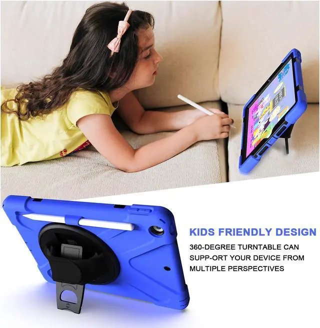 Alt view image 2 of 7 - New iPad 10.2 Case 2019 iPad 7th Generation Case Cover with Pencil Holder / Rotatable Stand / Hand Strap and Shoulder Belt Shockproof Case for iPad 10.2 inch 2019 Tablet A2197 A2198 A2200