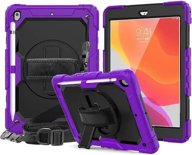 Main image of New iPad 10.2 2019 Case [Built-in Screen Protector] 3 Layer Heavy Duty Shockproof Rugged Protective Cover with Hand and Shoulder Straps for iPad 7th Generation 2019 Case 10.2 inch