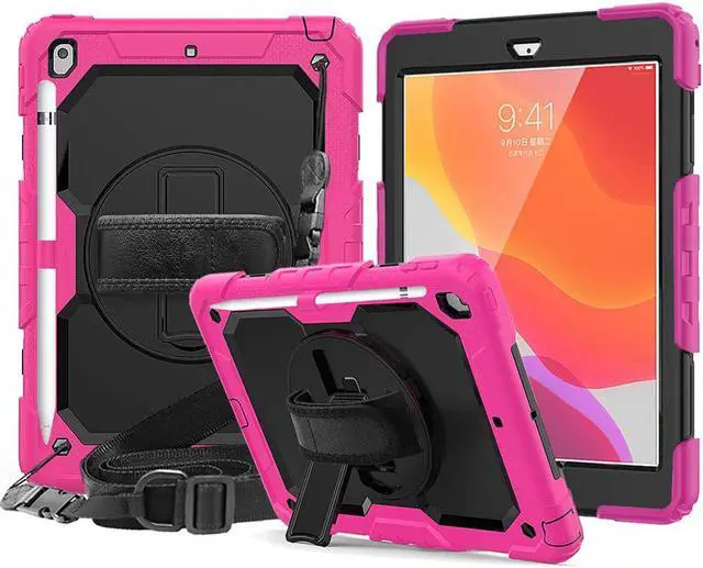 Main image of New iPad 10.2 2019 Case [Built-in Screen Protector] 3 Layer Heavy Duty Shockproof Rugged Protective Cover with Hand and Shoulder Straps for iPad 7th Generation 2019 Case 10.2 inch