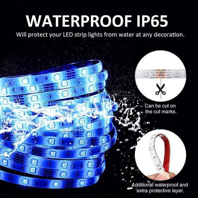 Alt view image 3 of 7 - WERLEO LED Strip Lights with Remote 300 LEDs 16.4FT Light Stripe with RGB 5050 LED 16 Color Changing and 4 Modes Dimmable Led Stripe Lights 12V Stripe Light for Indoor and Outdoor Decoration